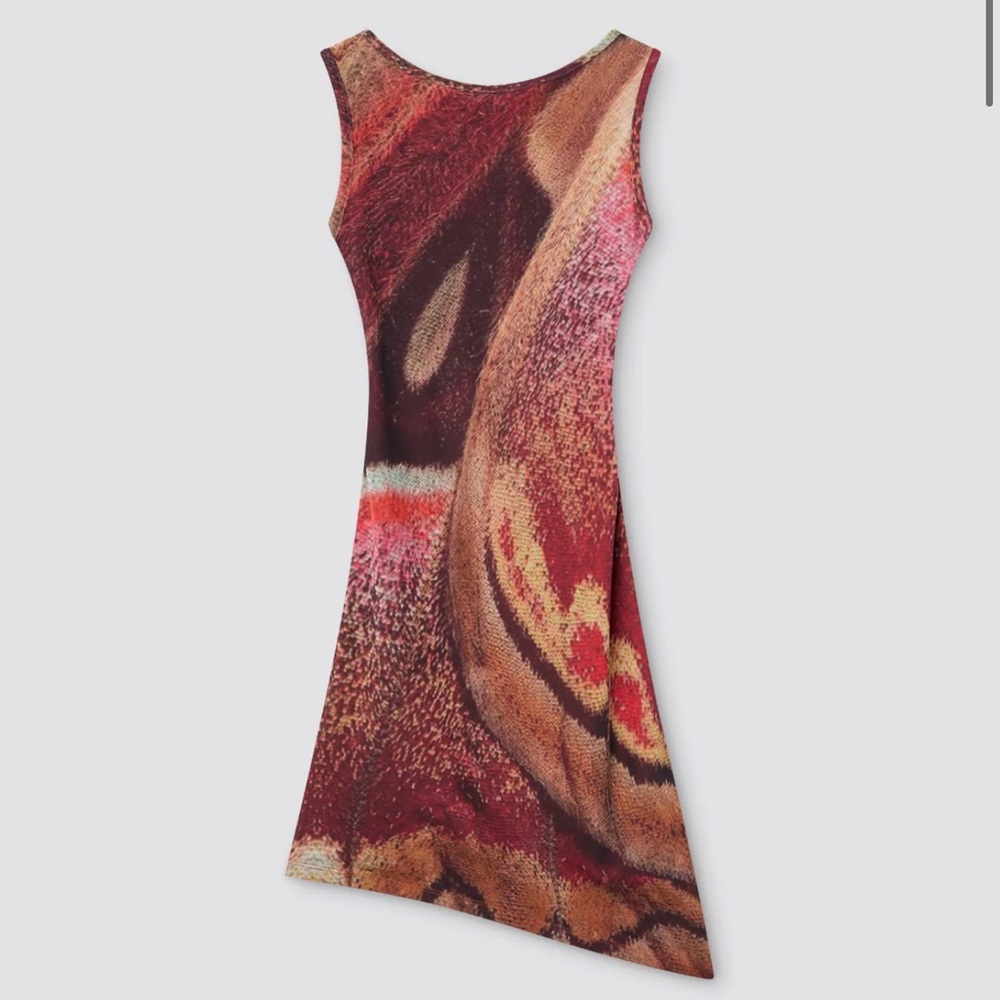Asymmetrical Red and Brown Dress